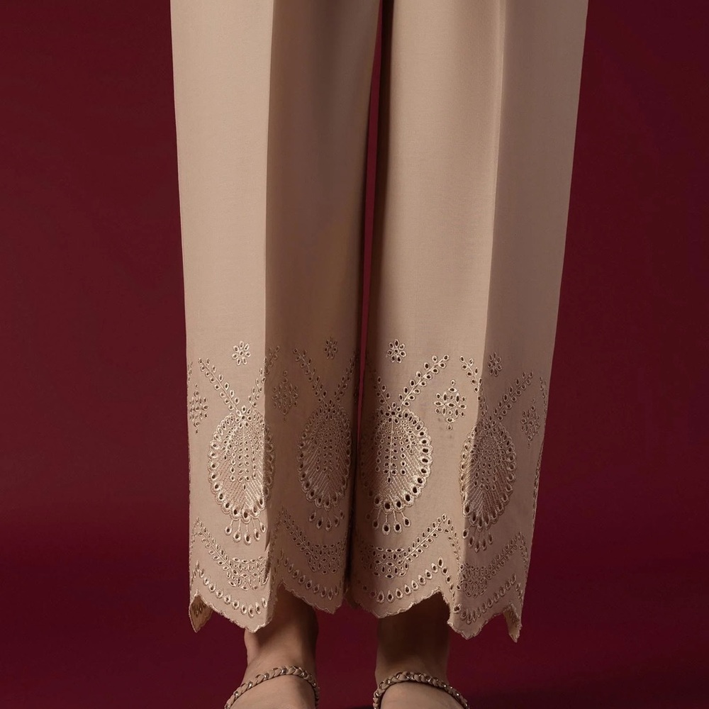 Chic Beige Women's Wide Leg Kurta Bottoms